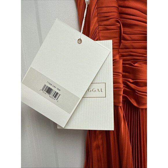 Mac Duggal Size 16 Red Orange 77008 Sweetheart Neck Rhinestone Strap Gown Dress - Picture 11 of 11